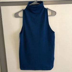 Athleta blue sleeveless mock neck top